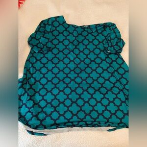Flirty Pink Teal and Black Patterned Blouse 3x